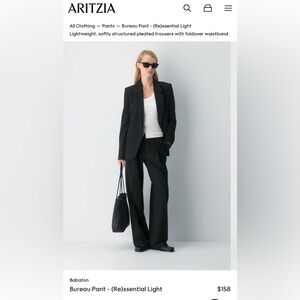 Aritzia Bureau Black Wide-Leg Trousers with White Top